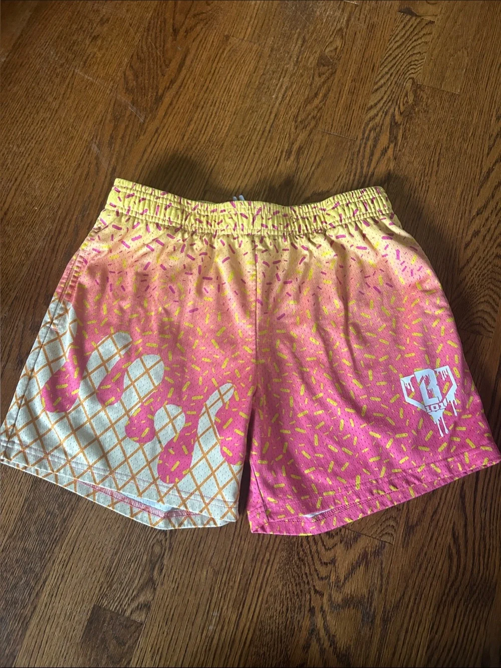 Baseball Lifestyle Ice Cream Shorts- Strawberry Banana- Men's Small